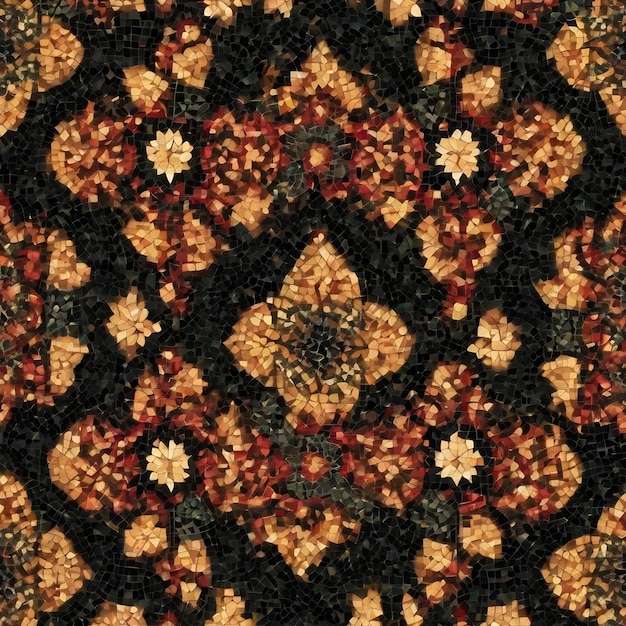 Mosaïque sans couture motif noir symétrique caléidoscope arrière-plan mosaïque rétro conception sans coutures