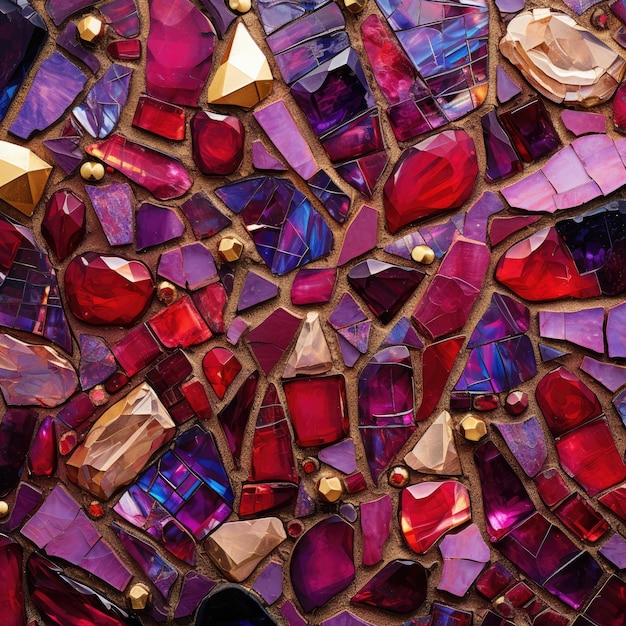 Une mosaïque de topazes rubis et de pierres précieuses améthystes