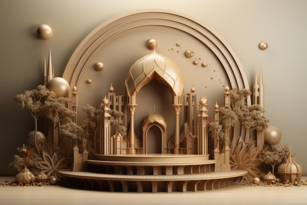 Mosquée 3D avec fond blanc