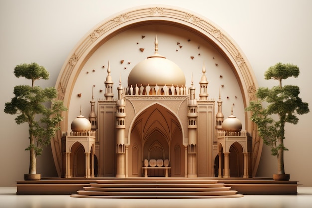 Mosquée 3D avec fond blanc