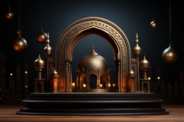 Mosquée 3d avec fond noir