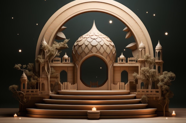 Mosquée 3d avec fond noir