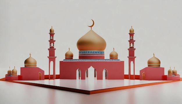 Photo la mosquée d'art 3d moderne et colorée