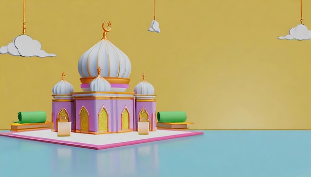 Photo la mosquée d'art 3d moderne et colorée