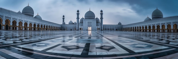 Une mosquée au milieu d'un ciel nuageux