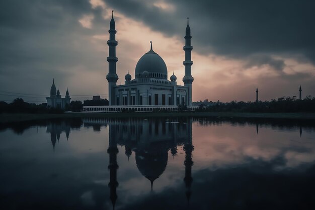 Une mosquée au milieu d'un lac