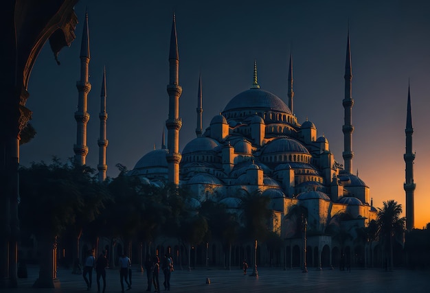 Une mosquée bleue à istanbul la nuit