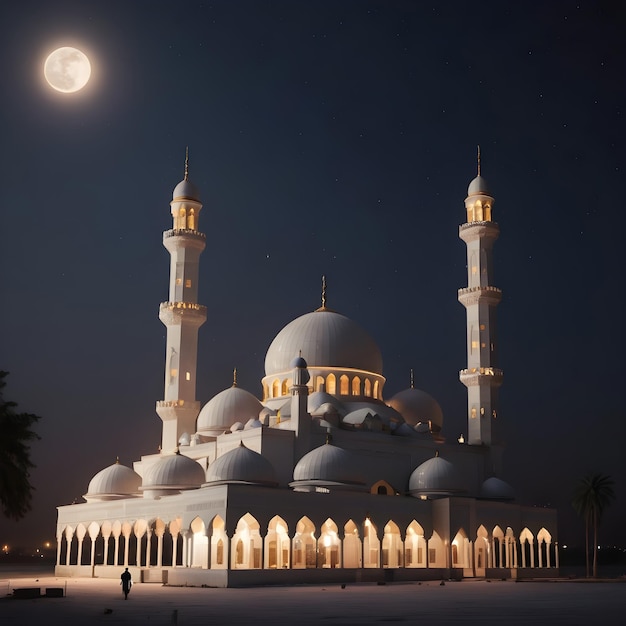 Photo la mosquée et le ciel la nuit