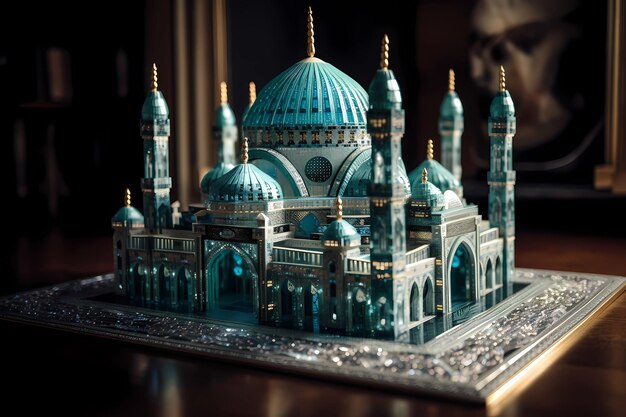 Une mosquée de cristal style art papier illustration d'art numérique IA générative