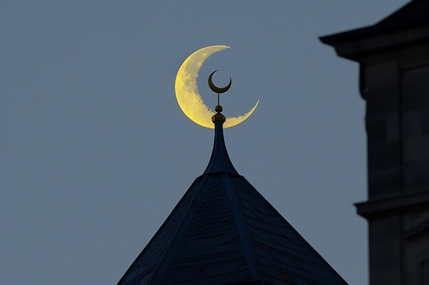 Photo mosquée du kareem du ramadan dans le croissant de lune