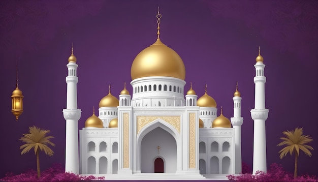 La mosquée est pourpre dorée.