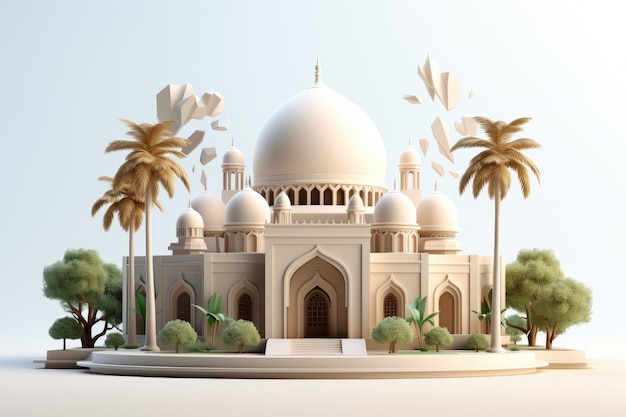 mosquée d'illustration 3d sur fond isolé