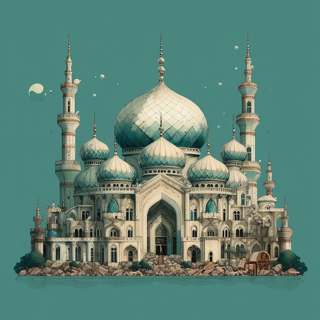 Mosquée illustration fond clair
