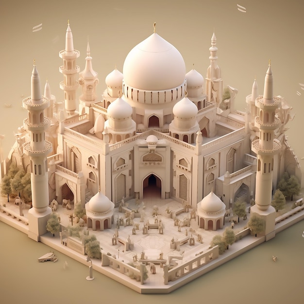 mosquée isométrique 3d