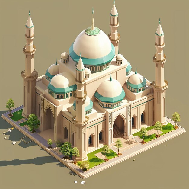 Photo mosquée isométrique 3d