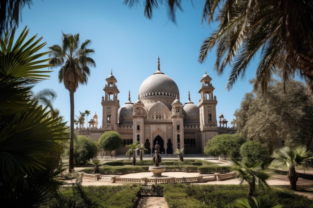 Mosquée majestueuse dans une oasis de beauté IA générative