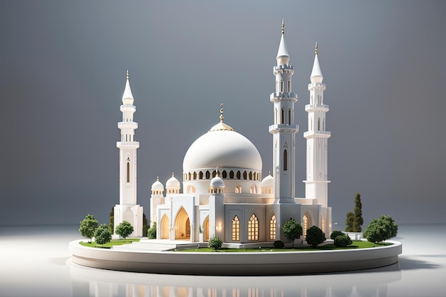 Mosquée miniature de rendu 3D