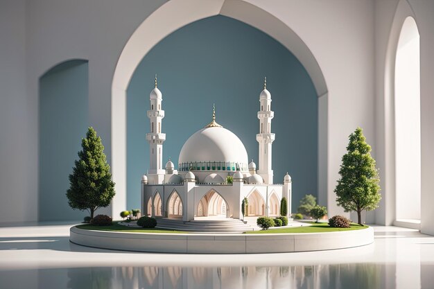 Mosquée miniature de rendu 3D