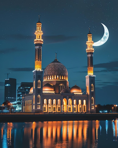 Photo la mosquée la nuit