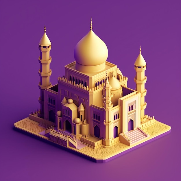 Mosquée d'or sur fond violet