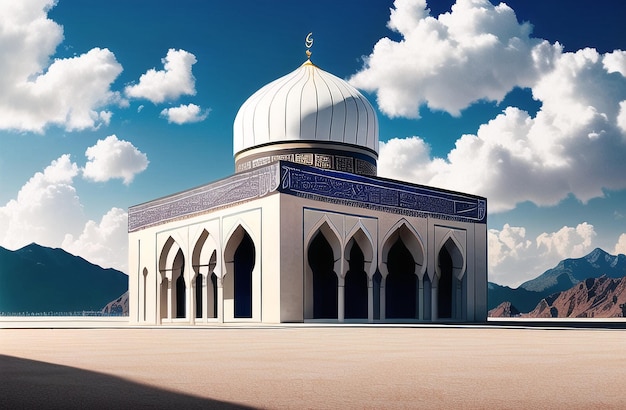 Mosquée Ramadan Kareem Illustration de l'architecture islamique Bannière Ramzan islamique Generative AI