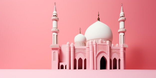 Mosquée rose avec un fond rose