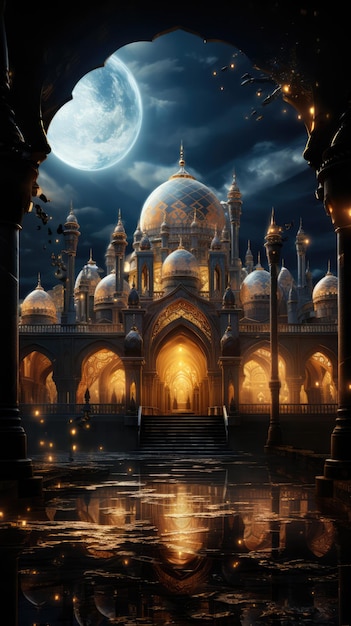 Une mosquée sous la lune