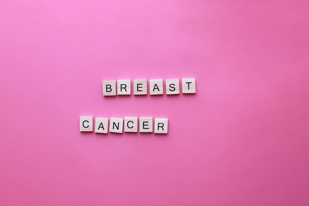 Le mot cancer du sein sur un fond rose Journée de sensibilisation au cancer du sein