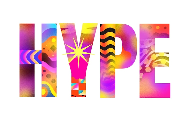Photo le mot hype png est une police d'art psychédélique à fond transparent.