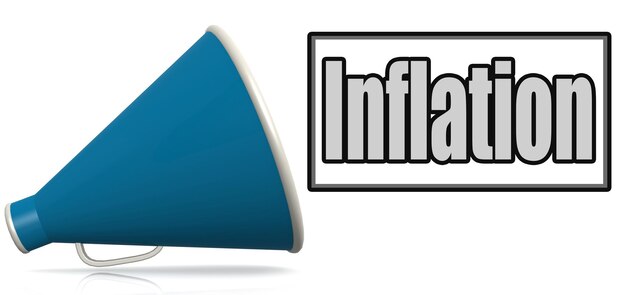 Photo mot d'inflation sur le mégaphone bleu