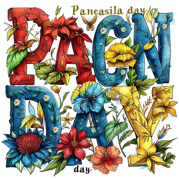 Photo le mot pancasila jour décoré et orné par des lettres d'arc de ballon illustration