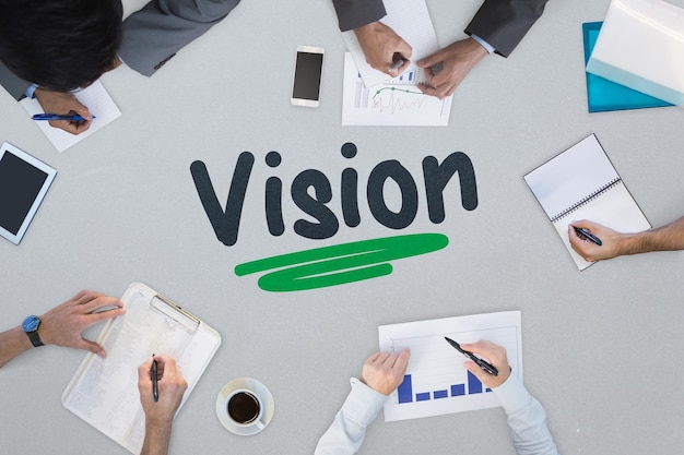 Le mot vision contre réunion d'affaires