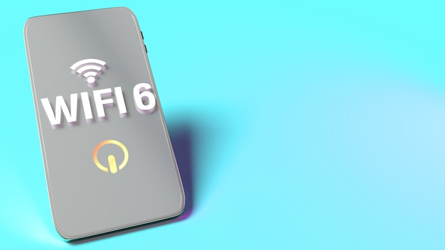 Mot Wifi6 sur le rendu 3D de téléphone intelligent pour le contenu de réseau.