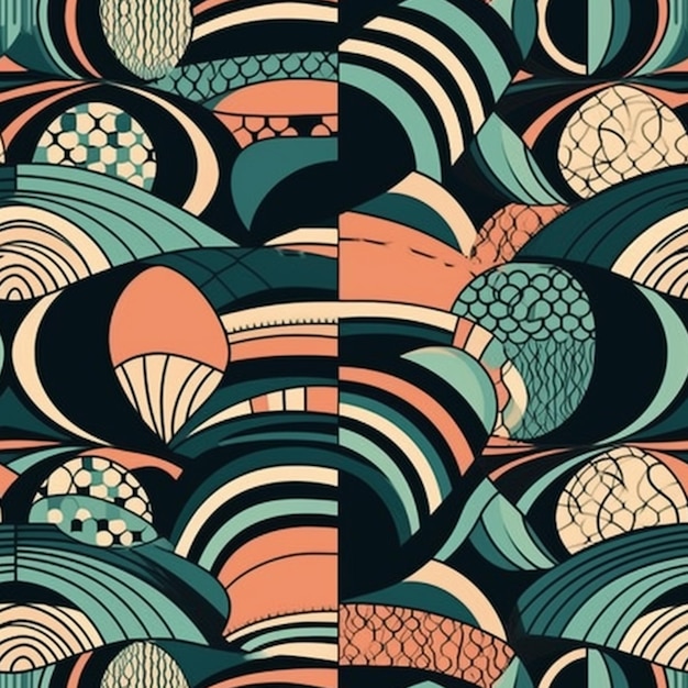 un motif abstrait coloré avec des cercles et des ondes génératives ai