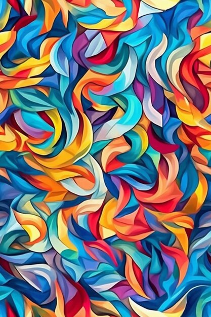 Un motif abstrait coloré avec des rubans et des couleurs.
