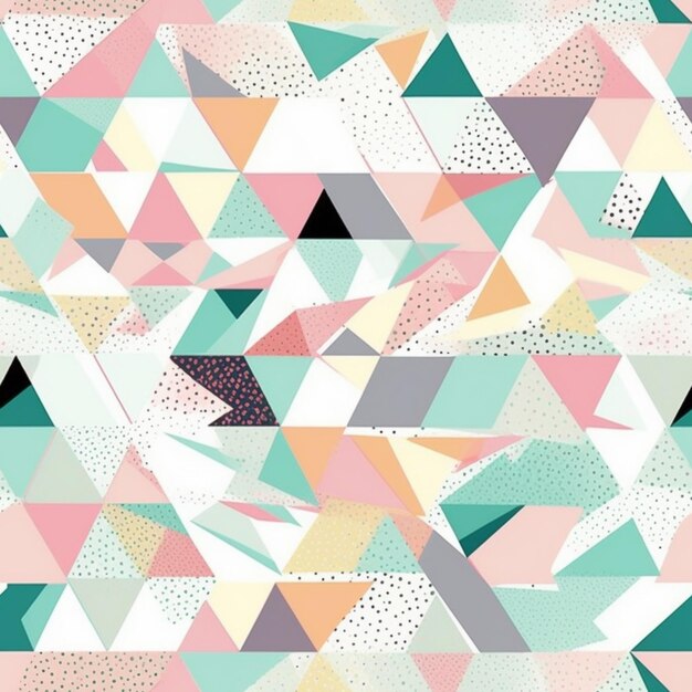 un motif abstrait coloré avec des triangles et des points génératifs ai