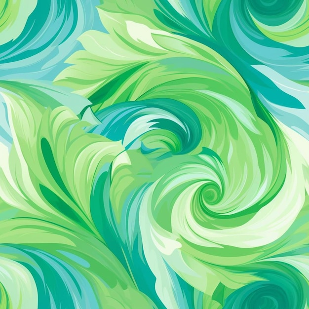 Un motif abstrait coloré avec les vagues en bleu et vert.