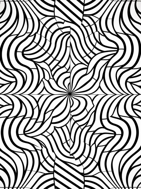 Photo un motif abstrait en noir et blanc avec des lignes ondulées génératives ai
