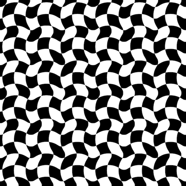 Photo motif abstrait d'onde d'échecs noir et blanc fond de tourbillon de damier