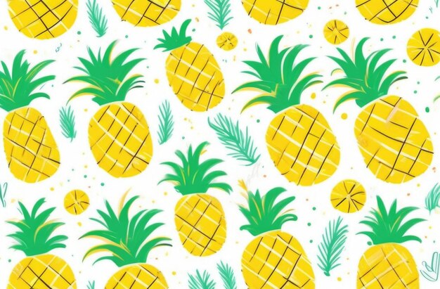 Motif d'ananas sur fond blanc