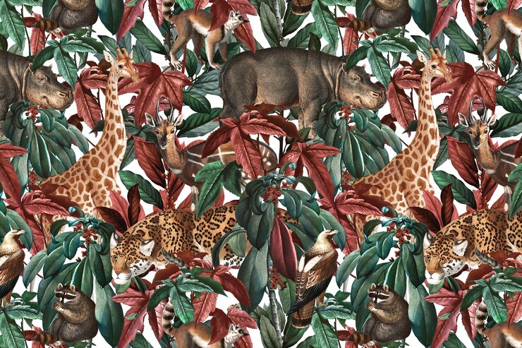 Photo le motif d'animal de la jungle en png, le fond transparent, l'illustration de la faune vintage