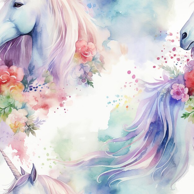 Photo motif d'aquarelle avec des chevaux