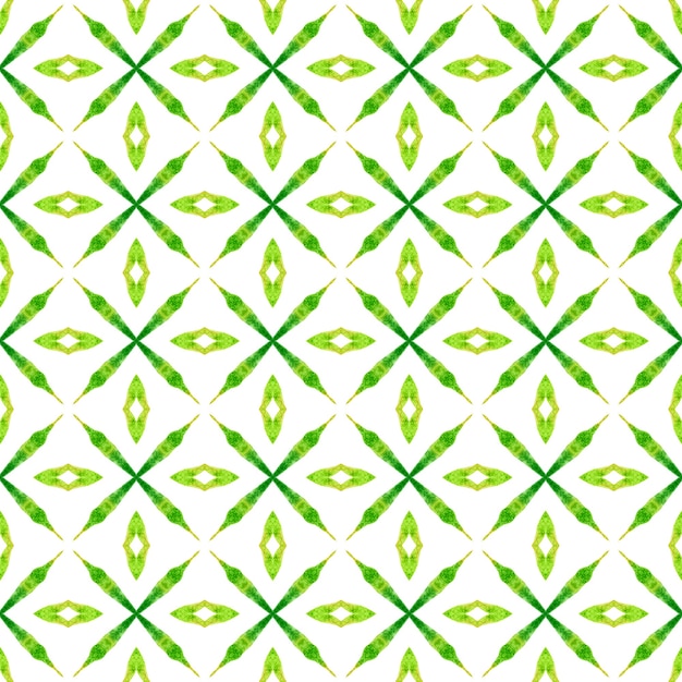 Motif aquarelle chevron. Design d'été boho chic sympathique vert. Bordure aquarelle chevron géométrique vert. Textile prêt à imprimer favorable, tissu de maillot de bain, papier peint, emballage.