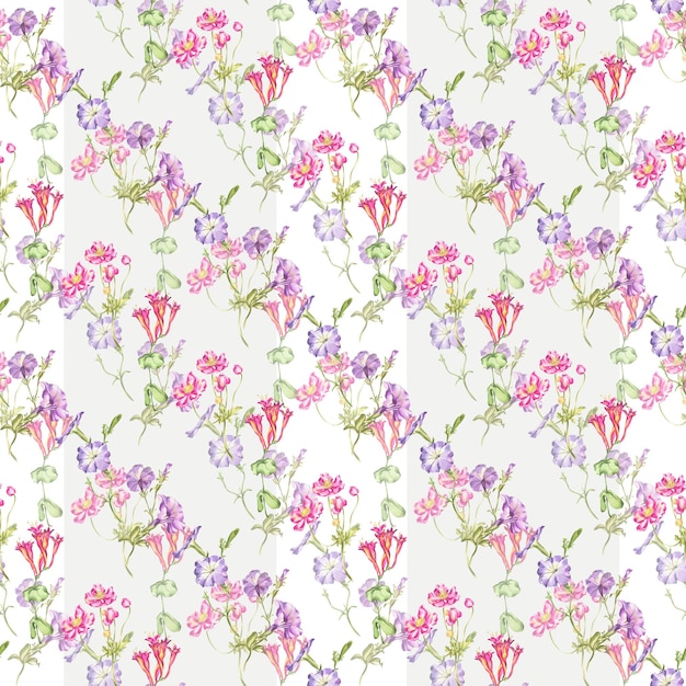 Motif aquarelle illustration de fleurs de jardin