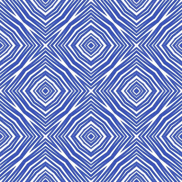 Motif aquarelle en mosaïque. Fond de kaléidoscope symétrique indigo. Imprimé élégant prêt pour le textile, tissu de maillot de bain, papier peint, emballage. Aquarelle carrelée peinte à la main sans couture.