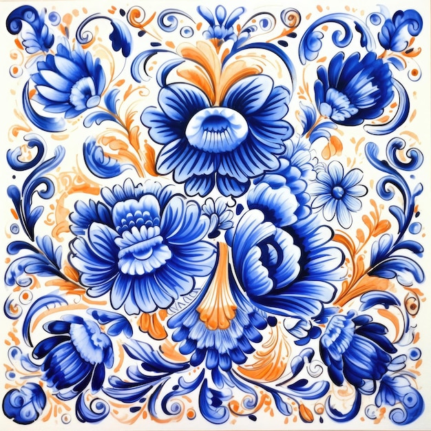 motif d'arrière-plan sans couture gzhel bleu décoré dessin floral mandala arabe
