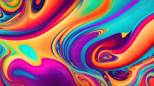 Un motif d'art fluide vibrant avec des couleurs tourbillonnantes se fondant les unes dans les autres