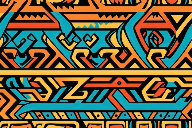 motif aztèque sans couture répétant des dessins tribaux papier peint continu traditionnel géométrique