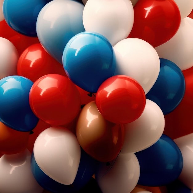 Motif de ballons blancs bleus rouges couleurs du drapeau russe français avec un espace vide pour le texte