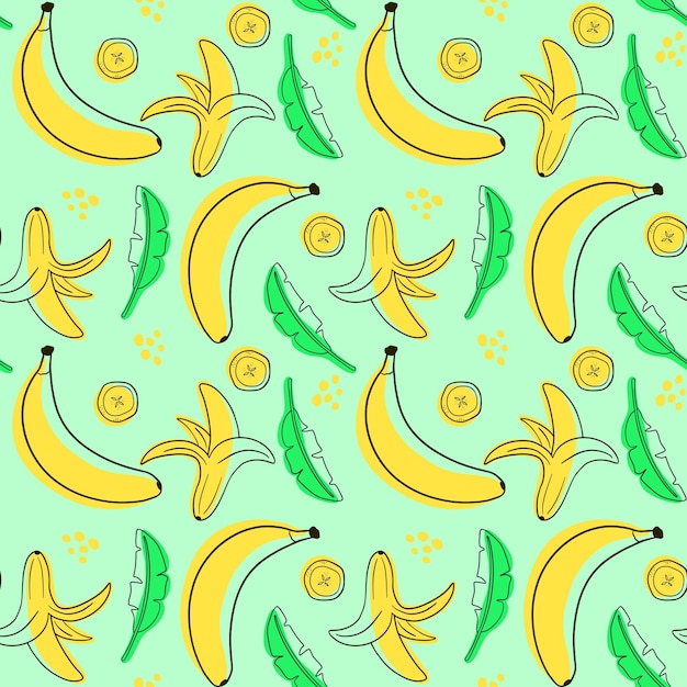 Motif banane sans couture Image de bananes et de morceaux de banane sur différents arrière-plans